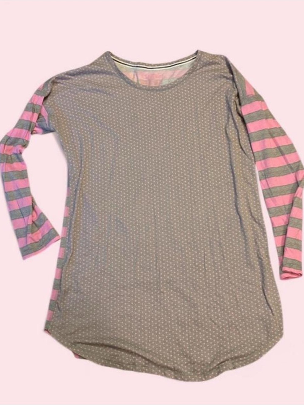 Victoria’s Secret PINK Stripe and Polka Dot Grey and Pink Nightgown